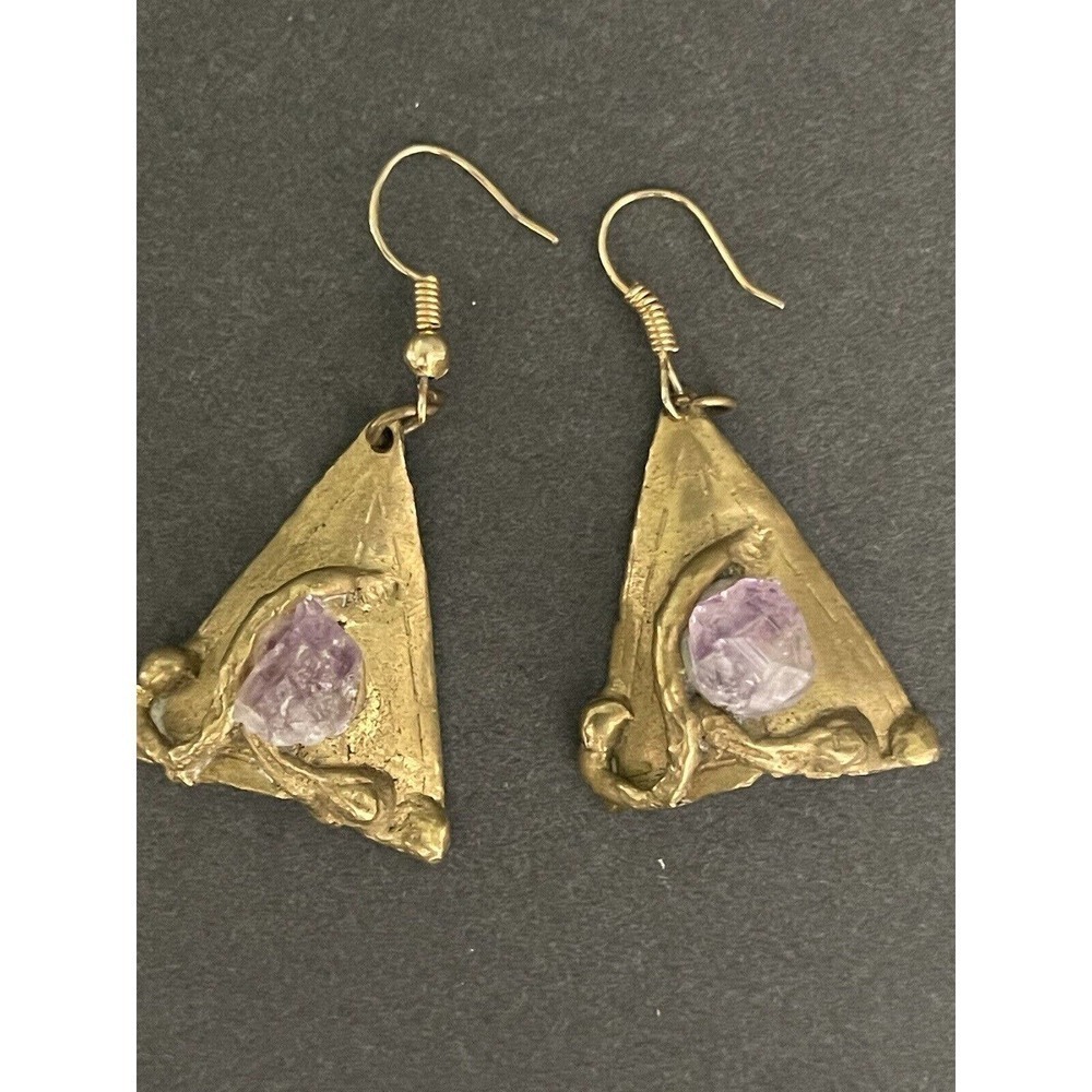 Amethyst Copper Plates Artisan Triangle Handcraft… - image 2